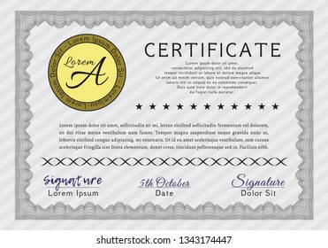 Grey Certificate template or diploma template. Retro design. Complex background. Detailed. 
