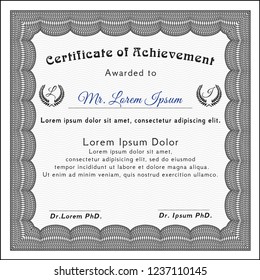 Grey Certificate template or diploma template. Sophisticated design. Printer friendly. Vector illustration. 