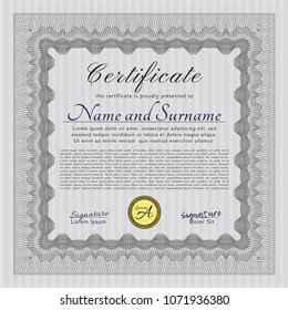  Grey Certificate template or diploma template. Vector illustration. With complex linear background. Cordial design. 