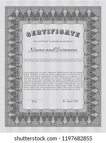  Grey Certificate template or diploma template. Vector illustration. Easy to print. Artistry design. 