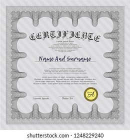 Grey Certificate template or diploma template. Vector illustration. Easy to print. Money style design. 