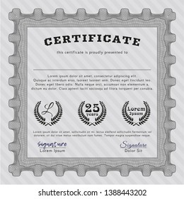 Grey Certificate template or diploma template. Vector illustration. With complex background. Good design. 