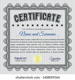 Grey Certificate template or diploma template. Vector illustration. Printer friendly. Good design. 