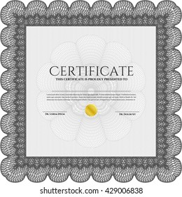 Grey Certificate template or diploma template. Vector pattern that is used in currency and diplomas.Superior design. Complex background. 