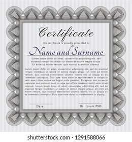 Grey Certificate template. Easy to print. Money Pattern design. Detailed. 