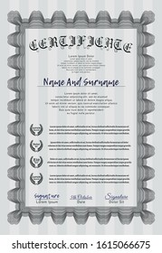 Grey Certificate template. Easy to print. Vector illustration. Excellent design. 