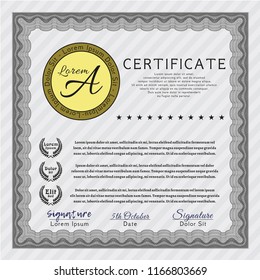 Grey Certificate template. Elegant design. Customizable, Easy to edit and change colors. Complex background. 