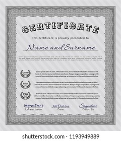 Grey Certificate template. Elegant design. Printer friendly. Customizable, Easy to edit and change colors. 