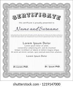 Grey Certificate template. Elegant design. Customizable, Easy to edit and change colors. With guilloche pattern and background. 