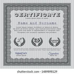 Grey Certificate template. Elegant design. With background. Detailed. 