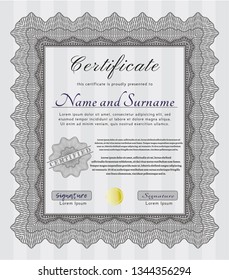 Grey Certificate template. Excellent design. Easy to print. Detailed. 