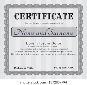 Grey Certificate template. Excellent design. Customizable, Easy to edit and change colors. With background. 