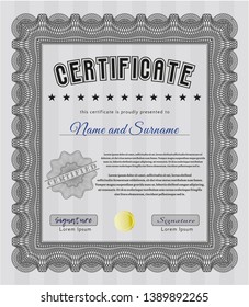 Grey Certificate template. Good design. Customizable, Easy to edit and change colors. With complex background. 