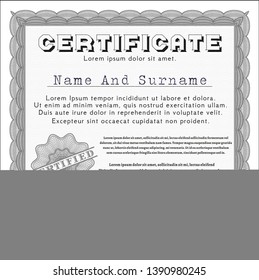 Grey Certificate template. Good design. Customizable, Easy to edit and change colors. Complex background. 