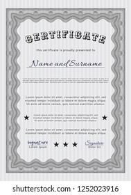 Grey Certificate template. With great quality guilloche pattern. Lovely design. Customizable, Easy to edit and change colors. 