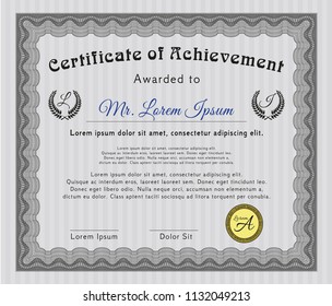 Grey Certificate template. With guilloche pattern. Detailed. Good design. 