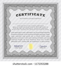 Grey Certificate template. With guilloche pattern. Sophisticated design. Customizable, Easy to edit and change colors. 