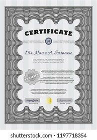 Grey Certificate template. With guilloche pattern. Customizable, Easy to edit and change colors. Beauty design. 