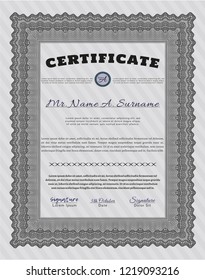 Grey Certificate template. With guilloche pattern and background. Customizable, Easy to edit and change colors. Beauty design. 