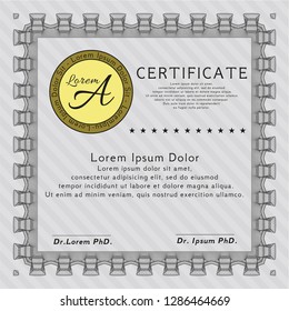 Grey Certificate template. With guilloche pattern and background. Artistry design. Detailed. 