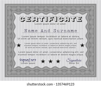 Grey Certificate template. With guilloche pattern. Modern design. Customizable, Easy to edit and change colors. 