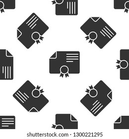 Grey Certificate template icon isolated seamless pattern on white background. Degree icon. Achievement, award, grant, diploma concepts. Business success certificate. Vector Illustration