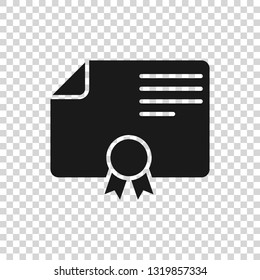 Grey Certificate template icon isolated on transparent background. Degree icon. Achievement, award, grant, diploma concepts. Business success certificate. Vector Illustration