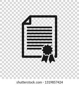 Grey Certificate template icon isolated on transparent background. Degree icon. Achievement, award, grant, diploma concepts. Business success certificate. Vector Illustration