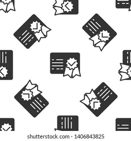 Grey Certificate template icon isolated seamless pattern on white background. Achievement, award, degree, grant, diploma concepts. Business success certificate. Vector Illustration