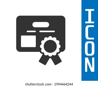 Grey Certificate template icon isolated on white background. Achievement, award, degree, grant, diploma concepts.  Vector