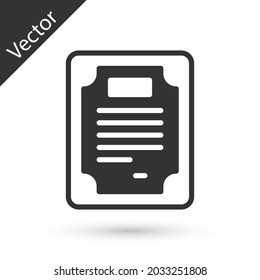 Grey Certificate template icon isolated on white background. Achievement, award, degree, grant, diploma concepts.  Vector