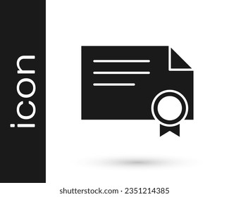Grey Certificate template icon isolated on white background. Achievement, award, degree, grant, diploma concepts.  Vector Illustration