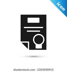 Grey Certificate template icon isolated on white background. Achievement, award, degree, grant, diploma concepts.  Vector Illustration