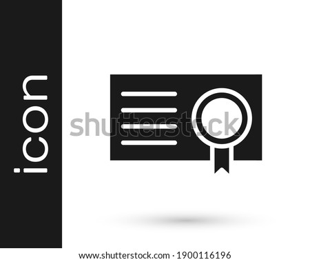 Grey Certificate template icon isolated on white background. Achievement, award, degree, grant, diploma concepts.  Vector Illustration