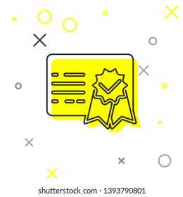 Grey Certificate template line icon isolated on white background. Achievement, award, degree, grant, diploma concepts. Business success certificate. Vector Illustration
