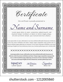 Grey Certificate template. With linear background. Customizable, Easy to edit and change colors. Artistry design. 