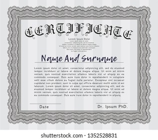 Grey Certificate template. With linear background. Retro design. Customizable, Easy to edit and change colors. 