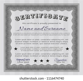 Grey Certificate template. Modern design. With complex background. Vector illustration. 