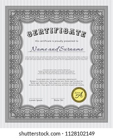 Grey Certificate template. Modern design. With complex background. Vector illustration. 