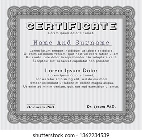 Grey Certificate template. Modern design. Printer friendly. Vector illustration. 