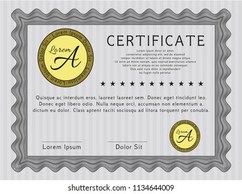 Grey Certificate template. Money Pattern design. Complex background. Customizable, Easy to edit and change colors. 