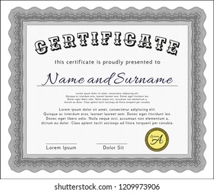 Grey Certificate template. Money Pattern design. With quality background. Customizable, Easy to edit and change colors. 