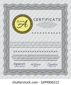 Grey Certificate template. Money Pattern design. With linear background. Customizable, Easy to edit and change colors. 