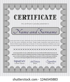 Grey Certificate template. Money style design. With linear background. Customizable, Easy to edit and change colors. 