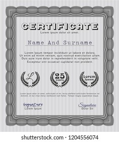 Grey Certificate template. Nice design. With linear background. Vector illustration. 
