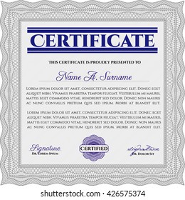 Grey Certificate template. Nice design. Easy to print. Customizable, Easy to edit and change colors. 