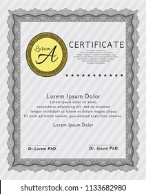 Grey Certificate template. Perfect design. Complex background. Detailed. 