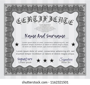 Grey Certificate template. Perfect design. Complex background. Detailed. 