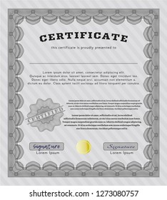 Grey Certificate template. Perfect design. Easy to print. Detailed. 