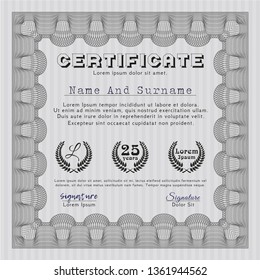 Grey Certificate template. Perfect design. With great quality guilloche pattern. Customizable, Easy to edit and change colors. 